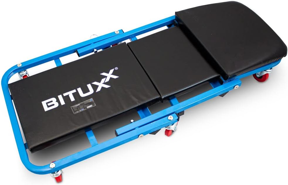BITUXX® Werkstatt-Rollbrett Werkstattliege Montageliege Montagerollbrett Sitz als Liege oder Werksta