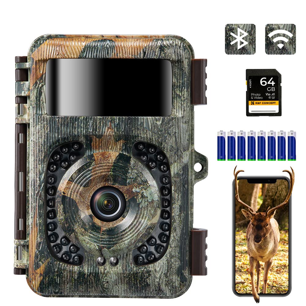 K&F Concept 48MP 4K WLAN Wildkamera handyübertragung, WiFi Wildkamera mit bewegungsmelder nachtsicht
