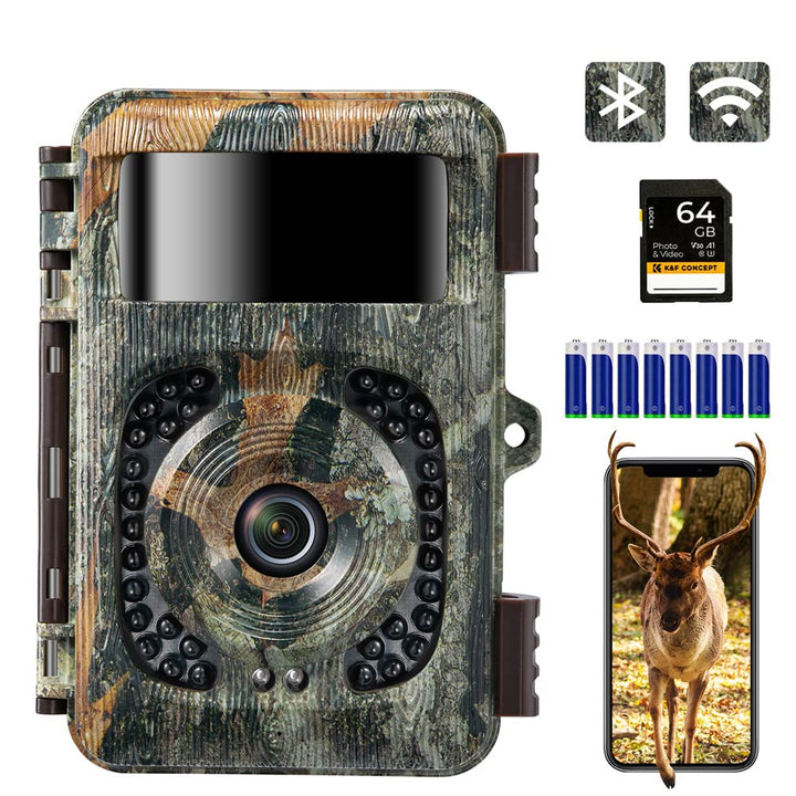 K&F Concept 48MP 4K WLAN Wildkamera handyübertragung, WiFi Wildkamera mit bewegungsmelder nachtsicht