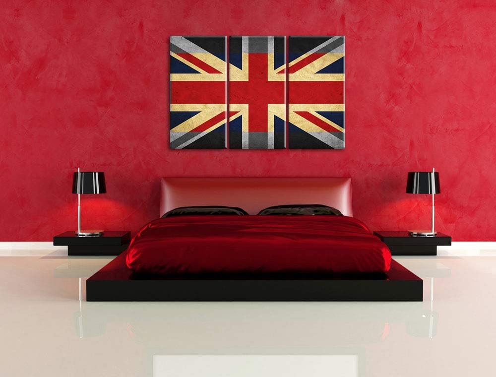 Landesflagge von England schwarz/weiss 3-Teiler Leinwandbild 120x80 Bild auf Leinwand, XXL riesige B
