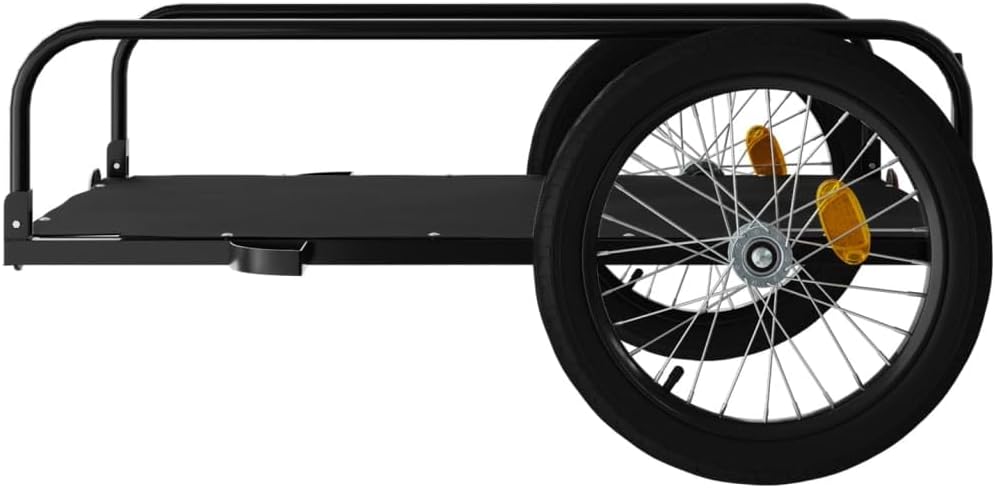 Fahrradanhänger Schwarz 135x70x Eisen für Lastentransport mit, klappbar, gefedert, mit Kupplung, Sic