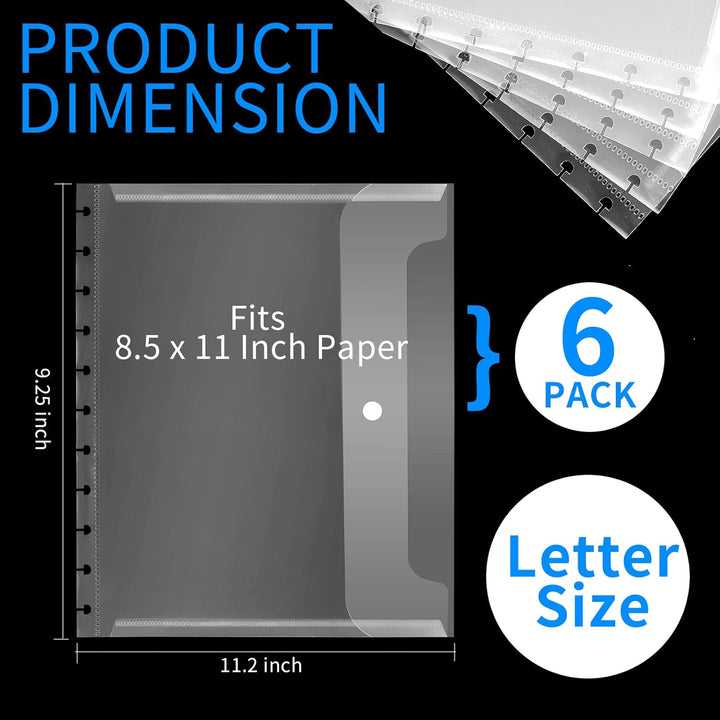 6 Stück 21,6 x 27,9 cm Discbound Pocket Letter Size Discbound Planer Notizbuch Discbound Umschlag Zu