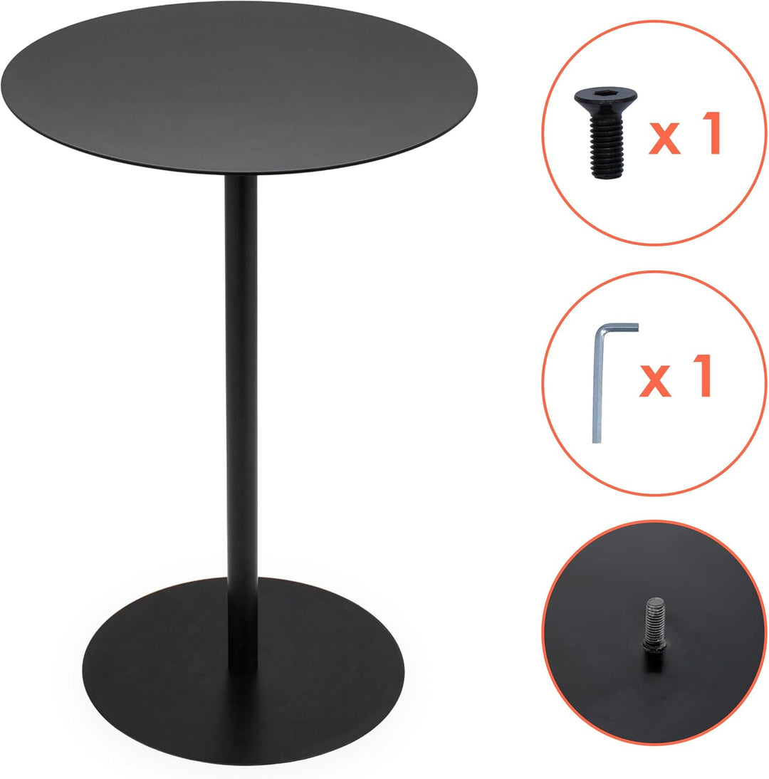 Spetebo Metall Beistelltisch rund schwarz matt - Ø 35 cm - Couchtisch im Bistrotisch Design - Wohnzi