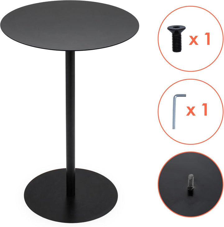 Spetebo Metall Beistelltisch rund schwarz matt - Ø 35 cm - Couchtisch im Bistrotisch Design - Wohnzi