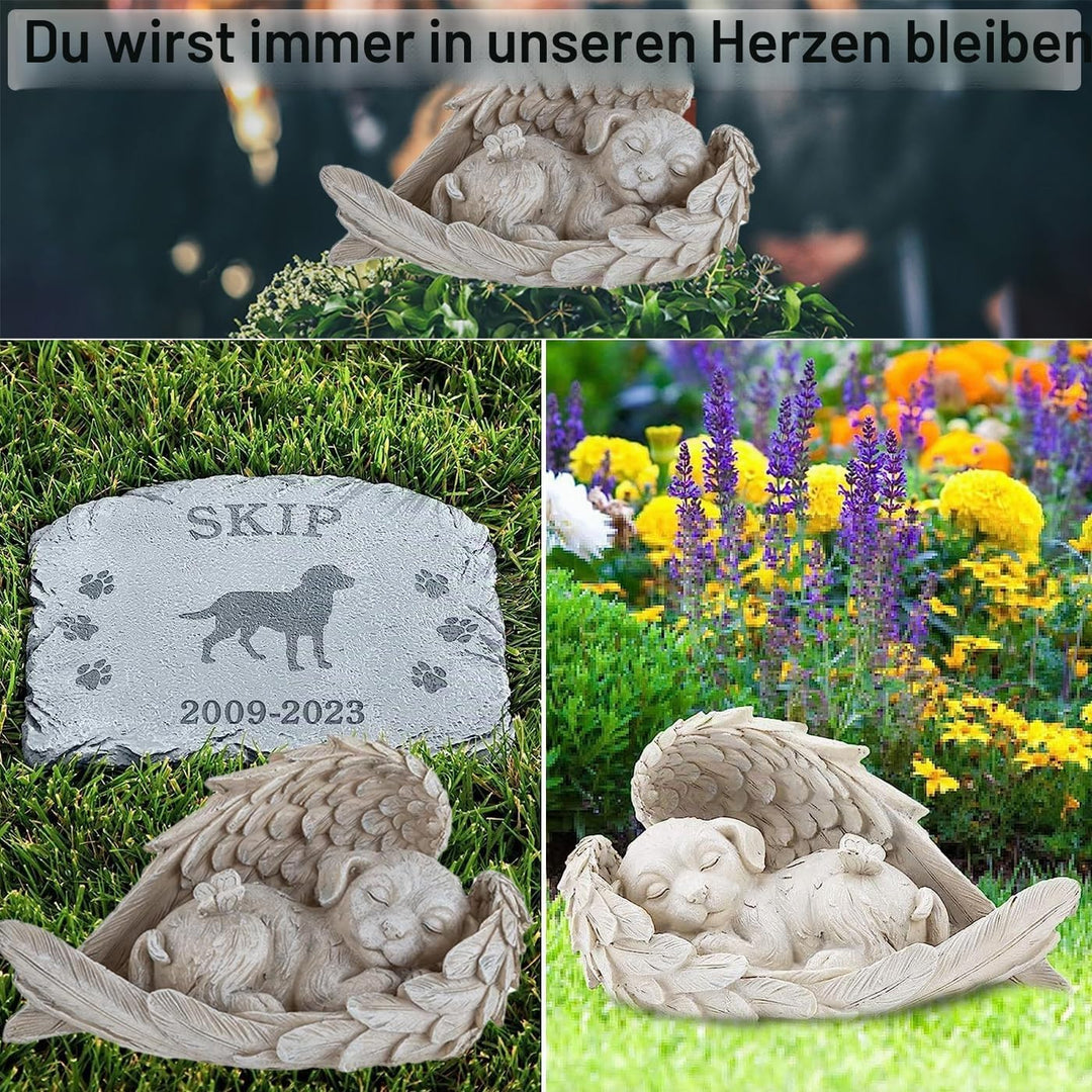 AOTOPYU Katze Hund Engel Haustier Denkmal Grab Marker Tribut Statue, Deko Haustier Gedenken Tier Gar