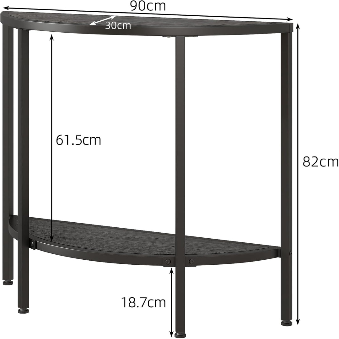 Konsolentisch Schmaler Sofatisch mit 2 Ebenen Moderner Beistelltisch Kleiner Tisch,Flurtisch,Halbrun