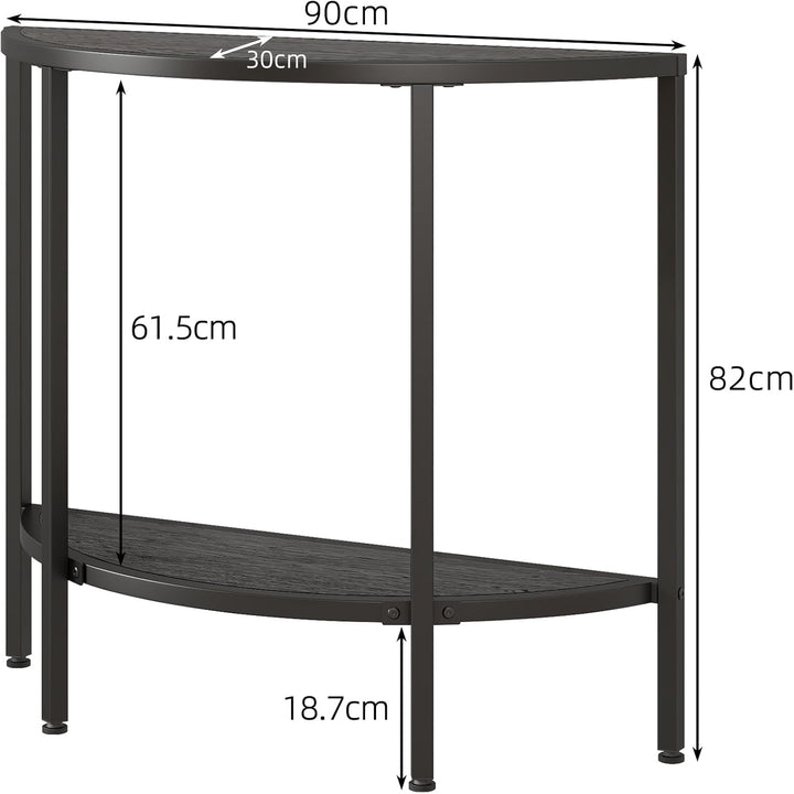 Konsolentisch Schmaler Sofatisch mit 2 Ebenen Moderner Beistelltisch Kleiner Tisch,Flurtisch,Halbrun