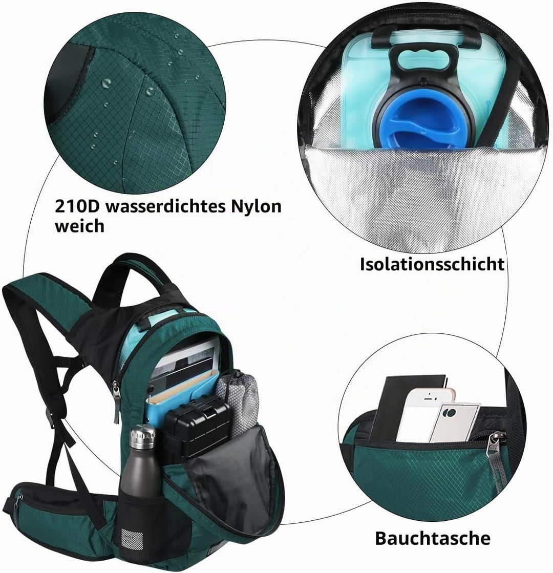 Lunidry Trinkrucksack Fahrradrucksack mit Trinkblase 2L Wasserdicht Sportrucksack, 20L Hydration Ruc