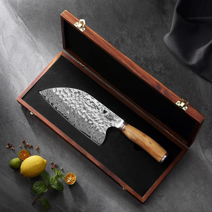 zayiko Minami Damast Chai Dao mit Gravur – Personalisiertes Chinesisches Kochmesser, 20cm Klinge aus
