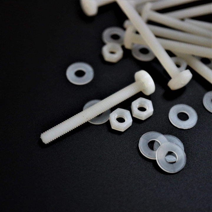 50 x Nylon Flachkopf-, Kreuzkopf-Kunststoff- Maschinenschrauben, M4 x 40mm, Kunststoffschrauben, Mut