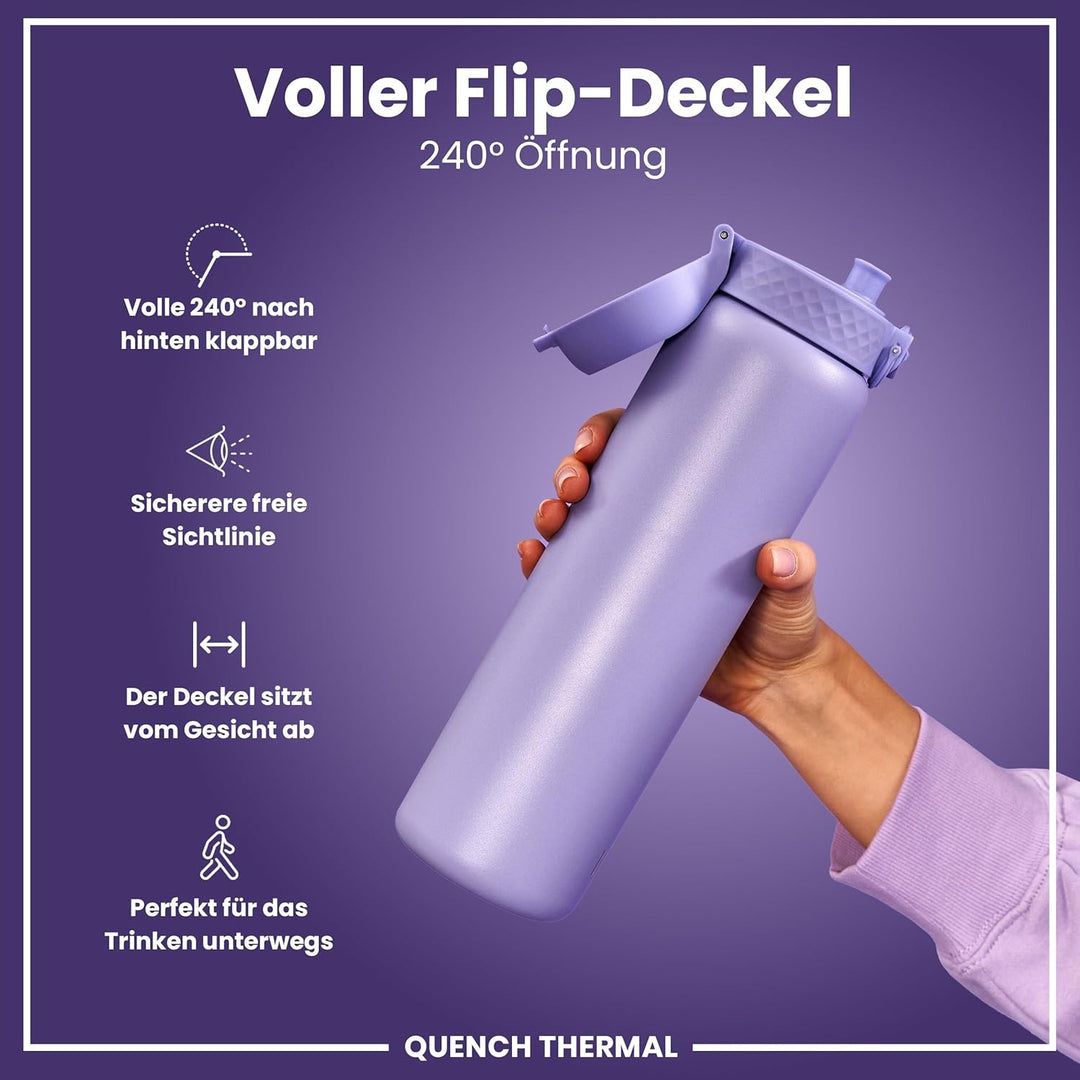 Ion8 Vakuumisolierte Edelstahl-Trinkflasche, 1 Liter, 920 ml, Auslaufsicher, Einhandöffnung, Sichere