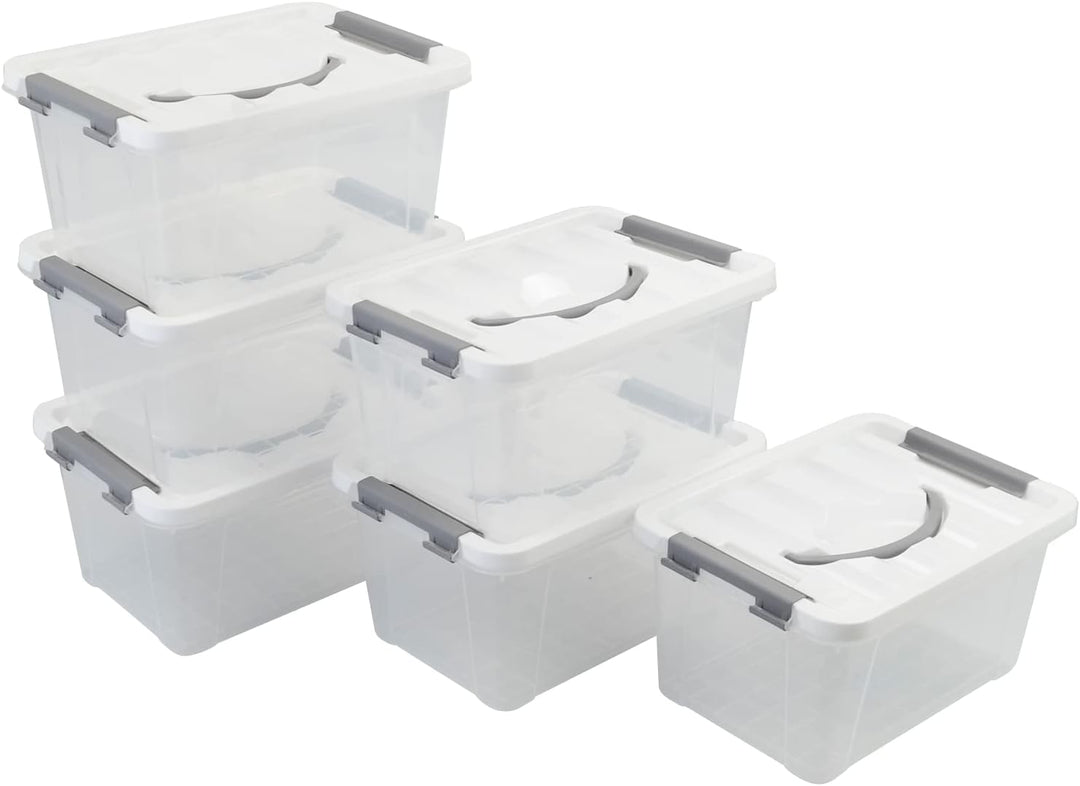 Saedy 6er-pack Aufbewahrungsbox Mit Deckel, 6 L Stapelbare Plastikbox Klein