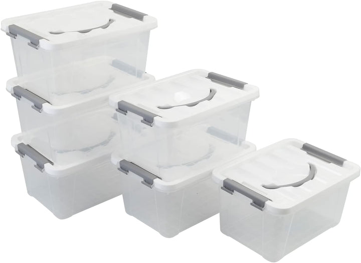 Saedy 6er-pack Aufbewahrungsbox Mit Deckel, 6 L Stapelbare Plastikbox Klein