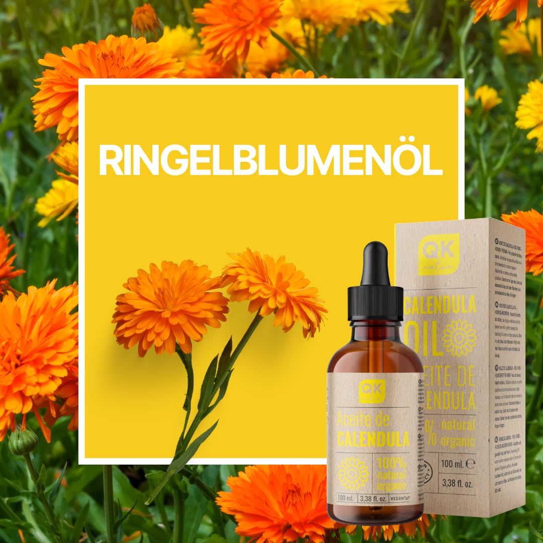 Ringelblumenöl 100% reines organisches veganes - Calendula Oil - 100ml - Glasflasche - für empfindli