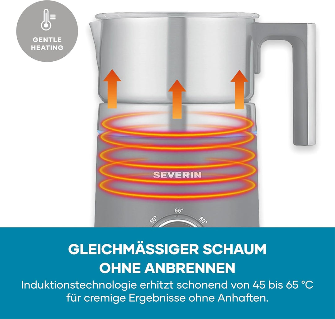 SEVERIN SPUMA 700 Induktions-Milchaufschäumer, elektrischer Milchaufschäumer ohne Anbrennen, spülmas