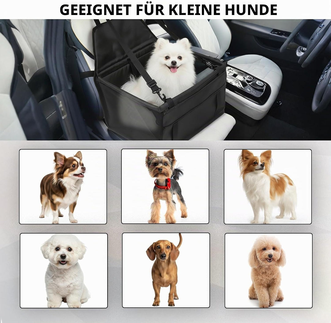 Hundeautositz für Kleine Hunde &amp; Katzen, Wasserdichter Autositz Hund mit Doppelter Befestigung, Seit
