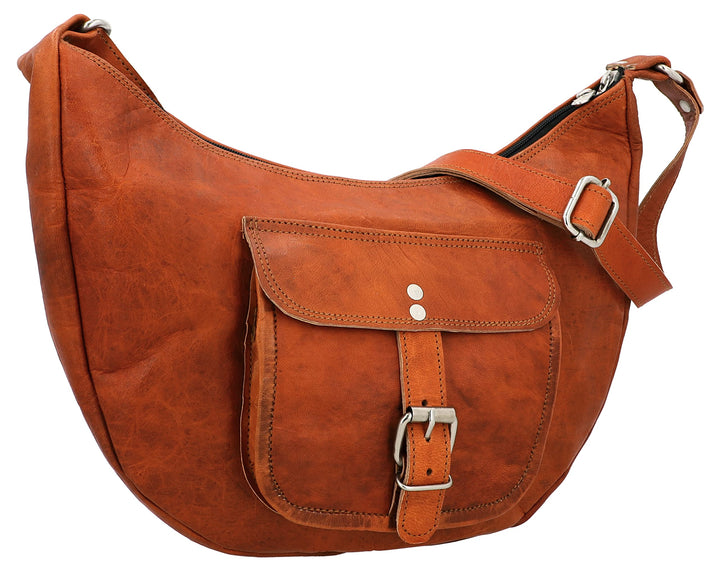 Gusti Umhängetasche Leder - Mira Damen Handtasche Ledertasche Vintage Braun Leder