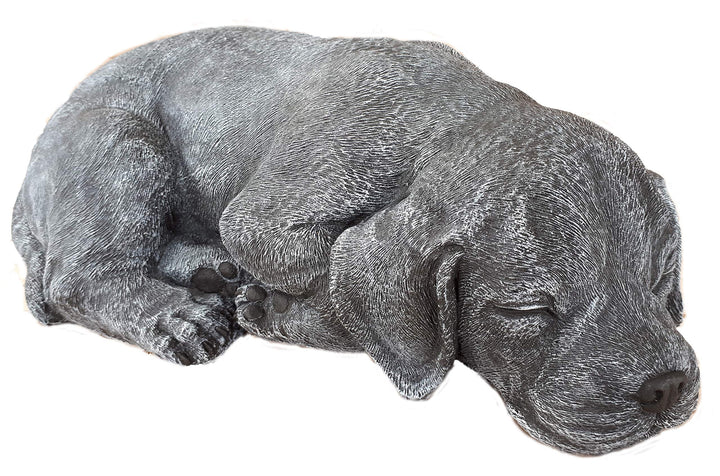 STEINFIGUREN SPICKER Steinfigur Hund schlafend 191/1, Gartenfigur Steinguss Tierfigur Basaltgrau
