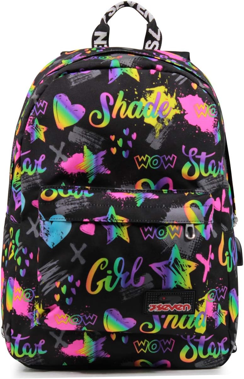 RUCKSACK ISCHOOLPACK SEVEN IRIDESCENT Geräumige Schultasche für Teenager, Mädchen und Jungen, mit La