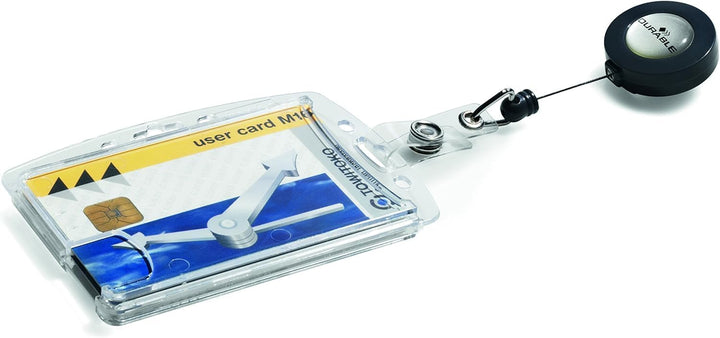 Durable Doppelbox mit Jojo für 2 Betriebs-/Sicherheitsausweise, 10 Stück, transparent, 822419 Für 2