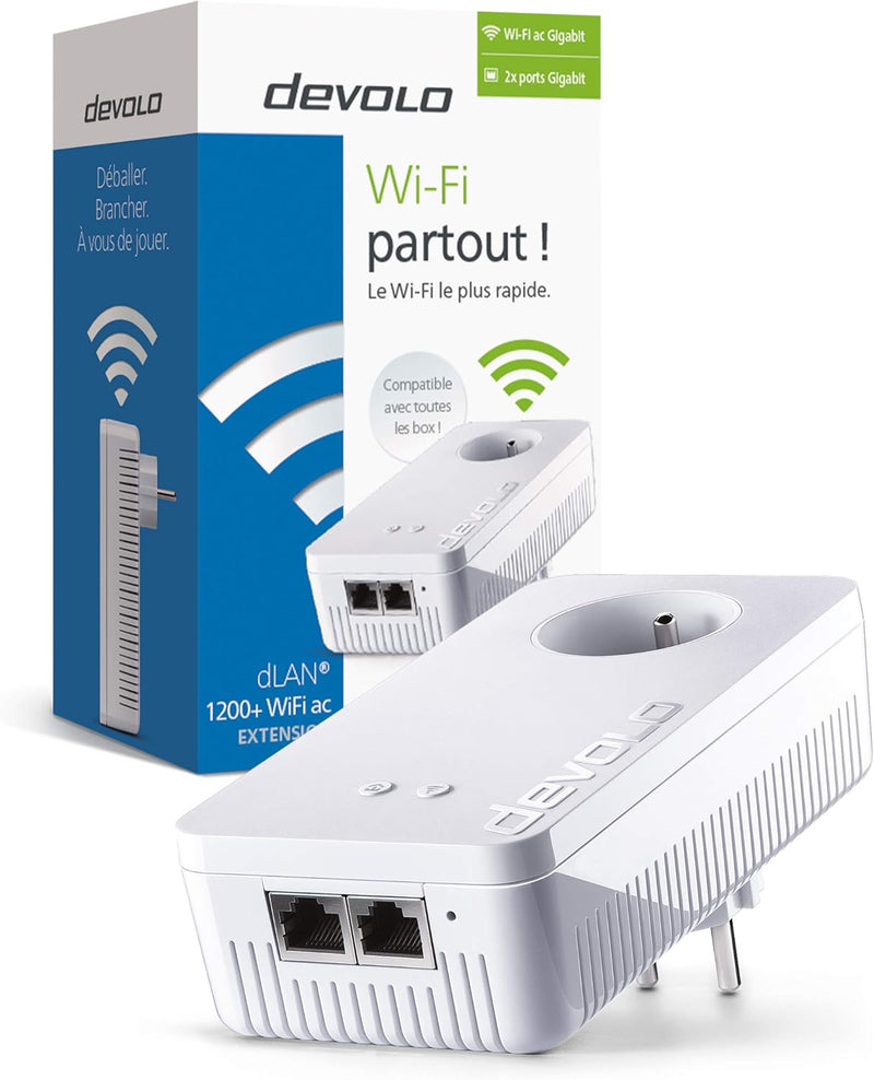 Devolo dLAN Netzwerk-Stecker weiss 1200 Mb/s Avec Prise Gigogne Zusatzmodul (1x) 1200 Mb/s 2 ports G