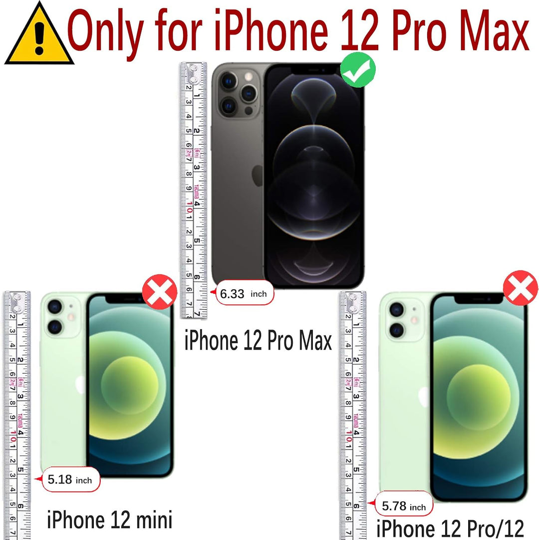 MONASAY iPhone 12 Pro Max Handyhülle 6.7 Zoll, [Schutzfolie][Kartenfach][Standfunktion][Magnet][RFID