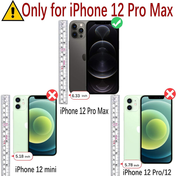 MONASAY iPhone 12 Pro Max Handyhülle 6.7 Zoll, [Schutzfolie][Kartenfach][Standfunktion][Magnet][RFID