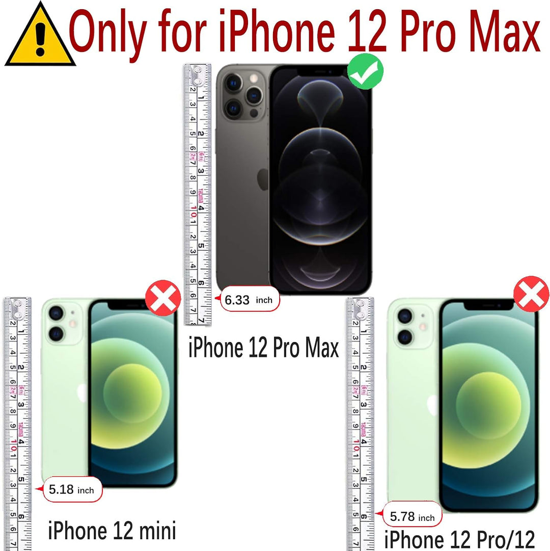 MONASAY iPhone 12 Pro Max Handyhülle 6.7 Zoll, [Schutzfolie][Kartenfach][Standfunktion][Magnet][RFID