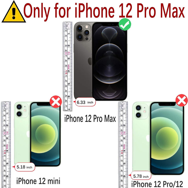MONASAY iPhone 12 Pro Max Handyhülle 6.7 Zoll, [Schutzfolie][Kartenfach][Standfunktion][Magnet][RFID
