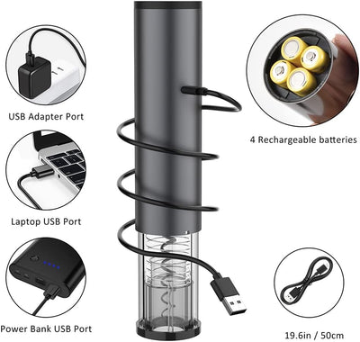 Ankway Elektrischer Korkenzieher,Automatisch Weinöffner,USB-Flaschenöffner Mit USB-Ladekabel, Ideal