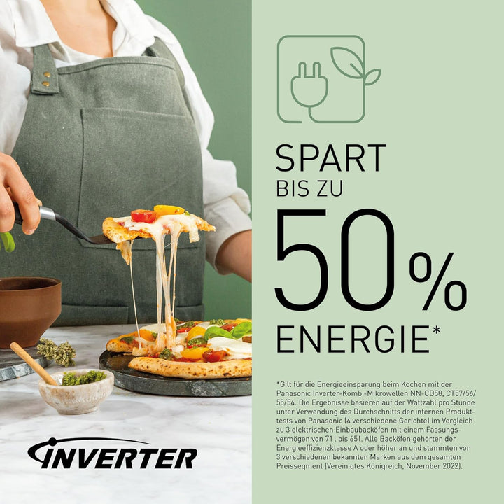 Panasonic NN-CD58 Mikrowelle ( 1000 Watt, mit Grill und Heissluft, Inverter Mikrowelle, 27 Liter, ge