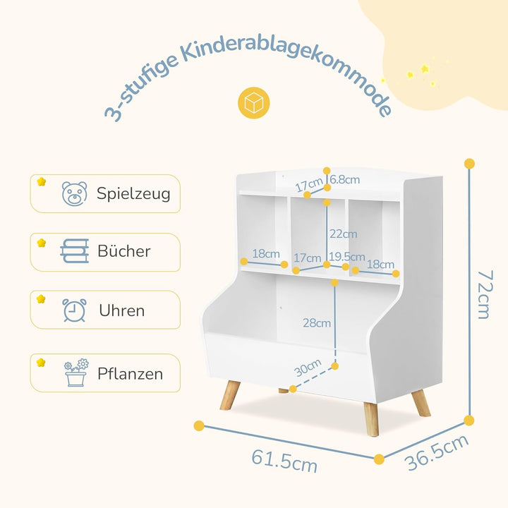 LUE BONA Kinderregal,Bücherregal Regal Aufbewahrungsregal für Kinder,Standregal 3 Stockwerk der Offe