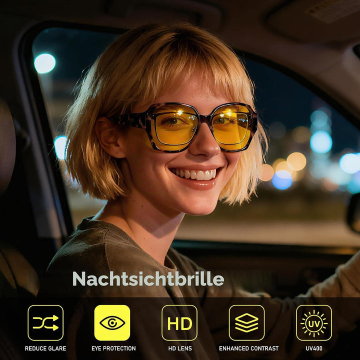 URUMQI Nachtsichtbrille für Autofahrer, Nachtfahrbrille Nachtbrille zum Autofahren Damen Herren, Aut
