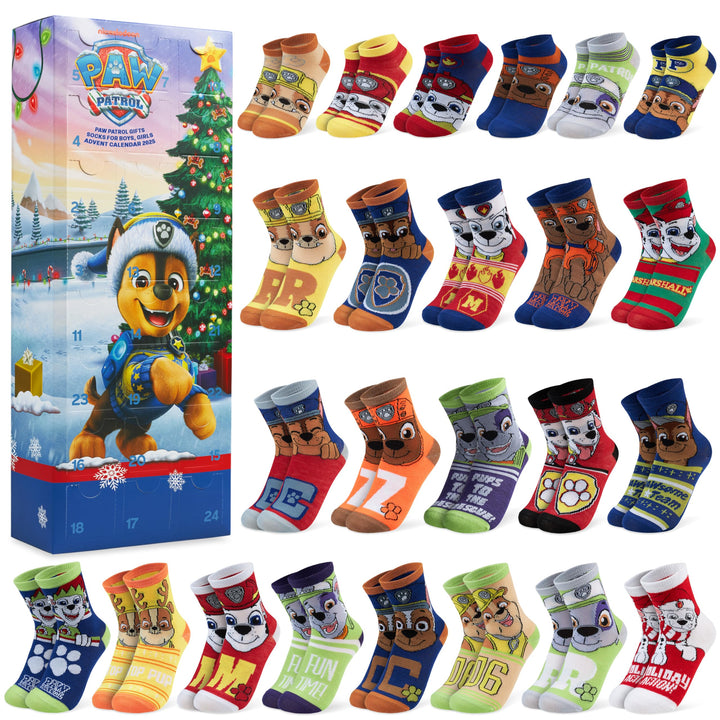 Get Trend PAW Patrol Chase Socken Adventskalender Kinder 2025, 24 Paar Lustige Socken Jungen mit Mar