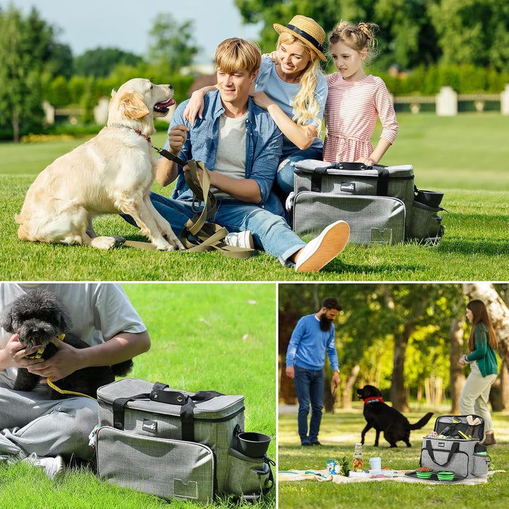 Pecute Hunde Reisetasche Grosse Hundetasche, Haustier, mit 2 Aufbewahrungstaschen und 2 Hundenäpfe,