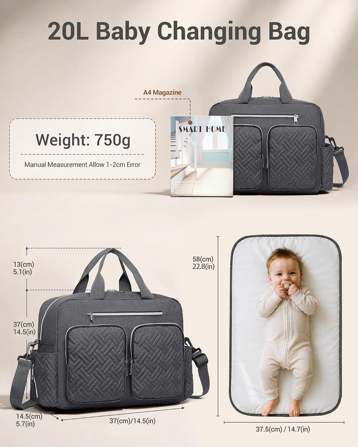 KONO Baby-Wickeltasche, stilvoll, für Mama und Papa, wandelbare Reisetasche mit isolierten Taschen G