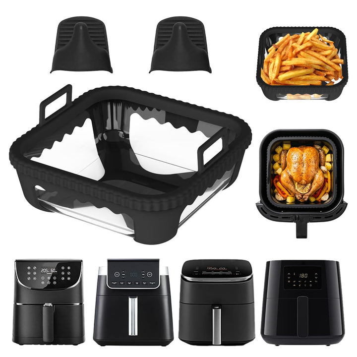 Airfryer Glasbehälter für Ninja AF180EU 6,2 L Schwarz, Schwarz