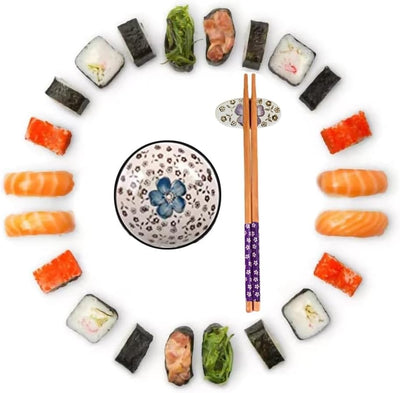 Dätenky Sushi Set, Keramikbesteck Set Sushi Geschirr für Vier Personen Teller Essstäbchen Essstäbche