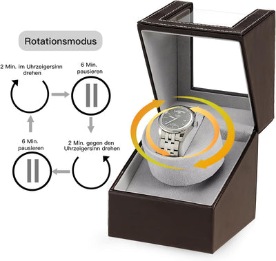 DRAIGERWAY Automatische Uhrenbeweger Box Single Uhrenbeweger PU Leder Uhrengehäuse mit leisem Motor