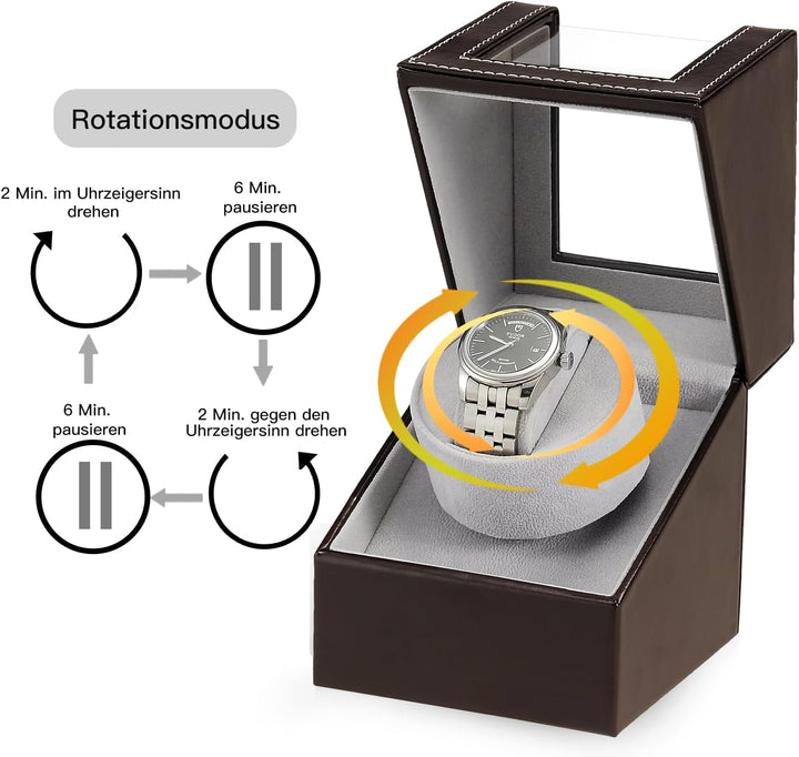 LINGFANSTORE Automatische Uhrenbeweger Box,luxuriöser Single Uhrenbeweger,Uhrengehäuse mit leisem Ma