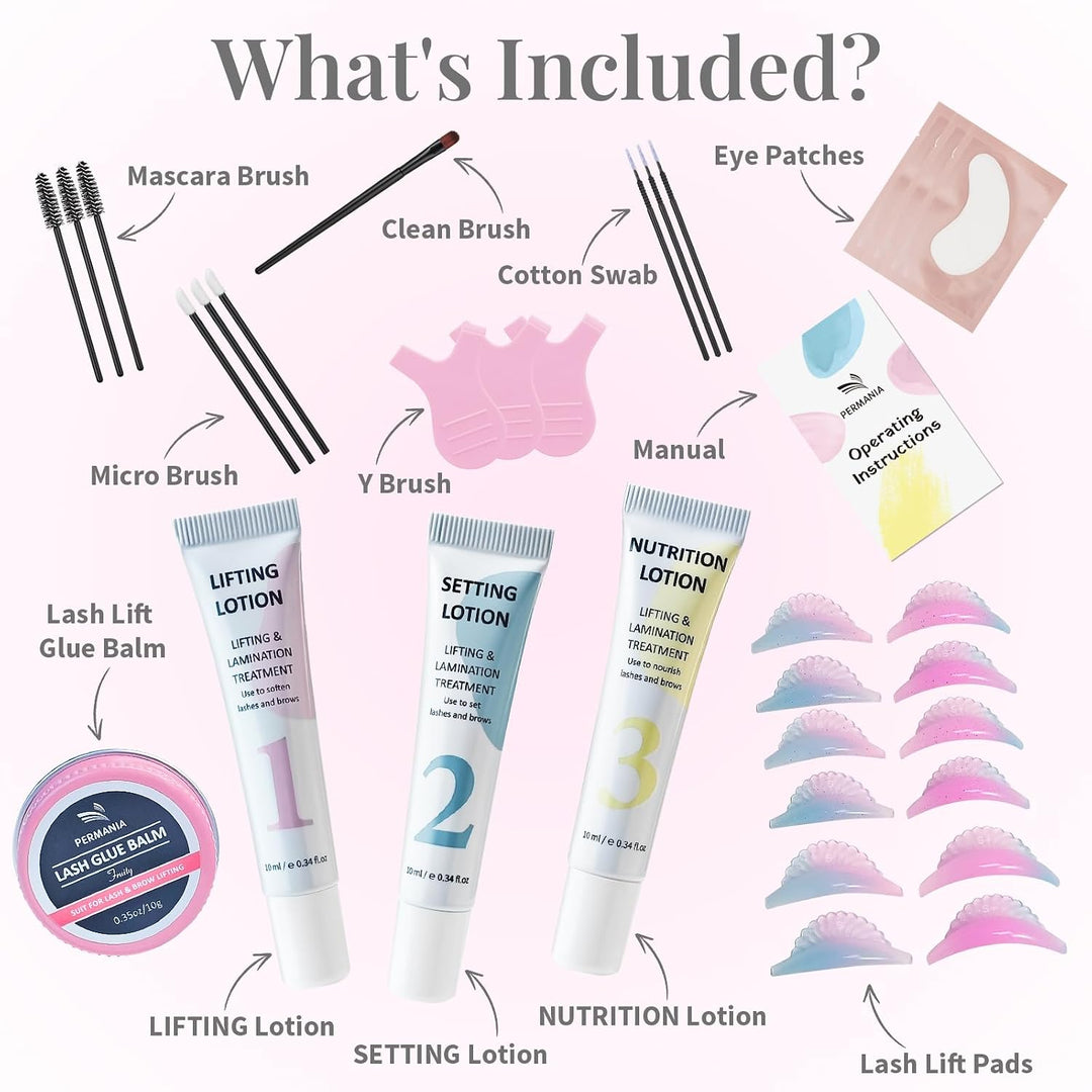 PERMANIA Wimpernlifting Set - Korean Lash Lifting Set - Verbessertes Wimpernwelle und Augenbrauen Li