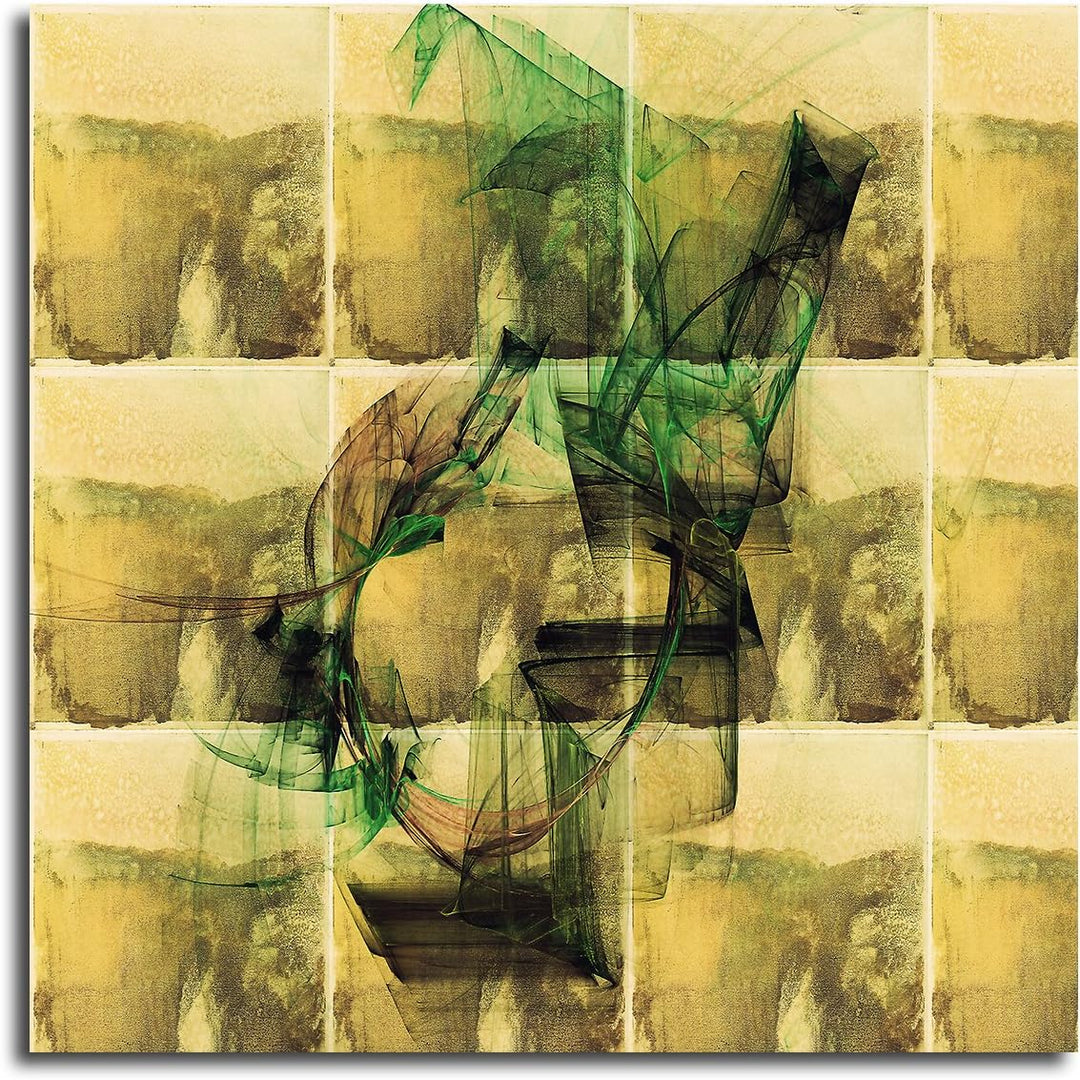 Paul Sinus Art Abstrakte Ordnung beige braun grün Wandbild auf Leinwand Abstrakt190- dekorativer Ein