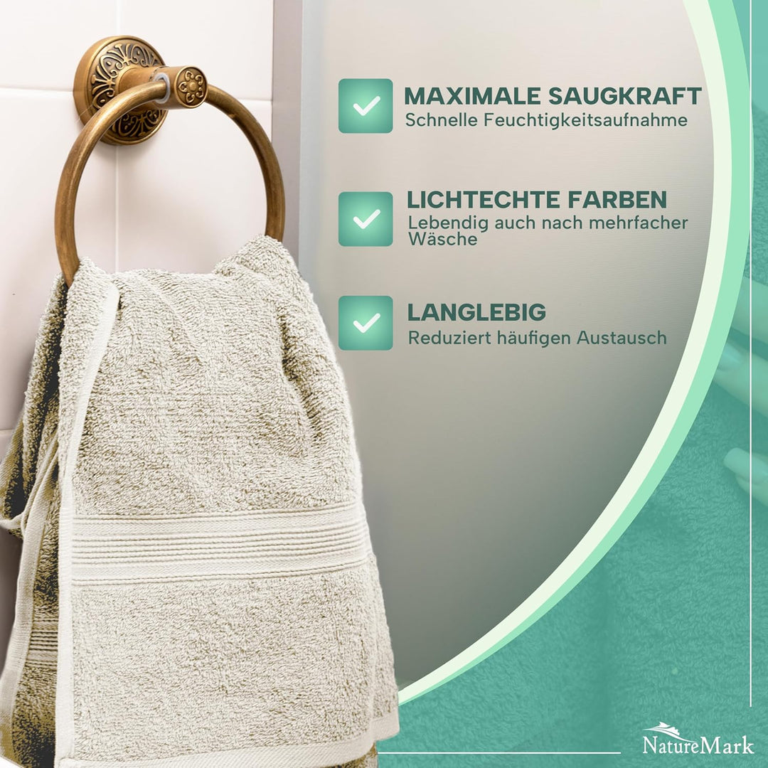 NatureMark NM-HT0861 Frottier Handtücher, 8-er Pack, 50 x 100 cm, 100% Baumwolle, Natur/Creme Natur