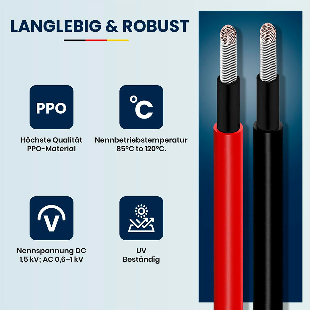 Solarkabel Verlängerung ANFIL 6mm2/10AWG Solarpanel Photovoltaik Verlängerungskabel Solar PV Kabel f