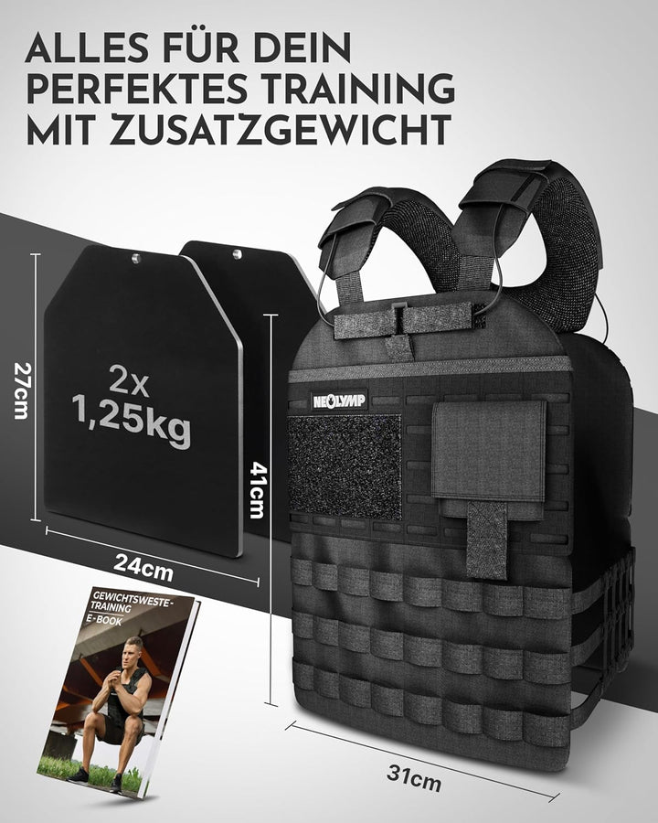 NEOLYMP Gewichtsweste – Unisex Weighted Vest – Plattenträger Weste mit Tasche – Kein Verrutschen – A