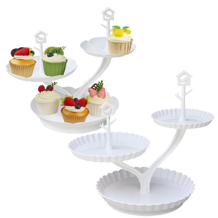 2 Stück Tortenständer, Etagere 3 Etagen Kuchenständer, Wiederverwendbar 3 Etagen Cupcake Dessert Stä