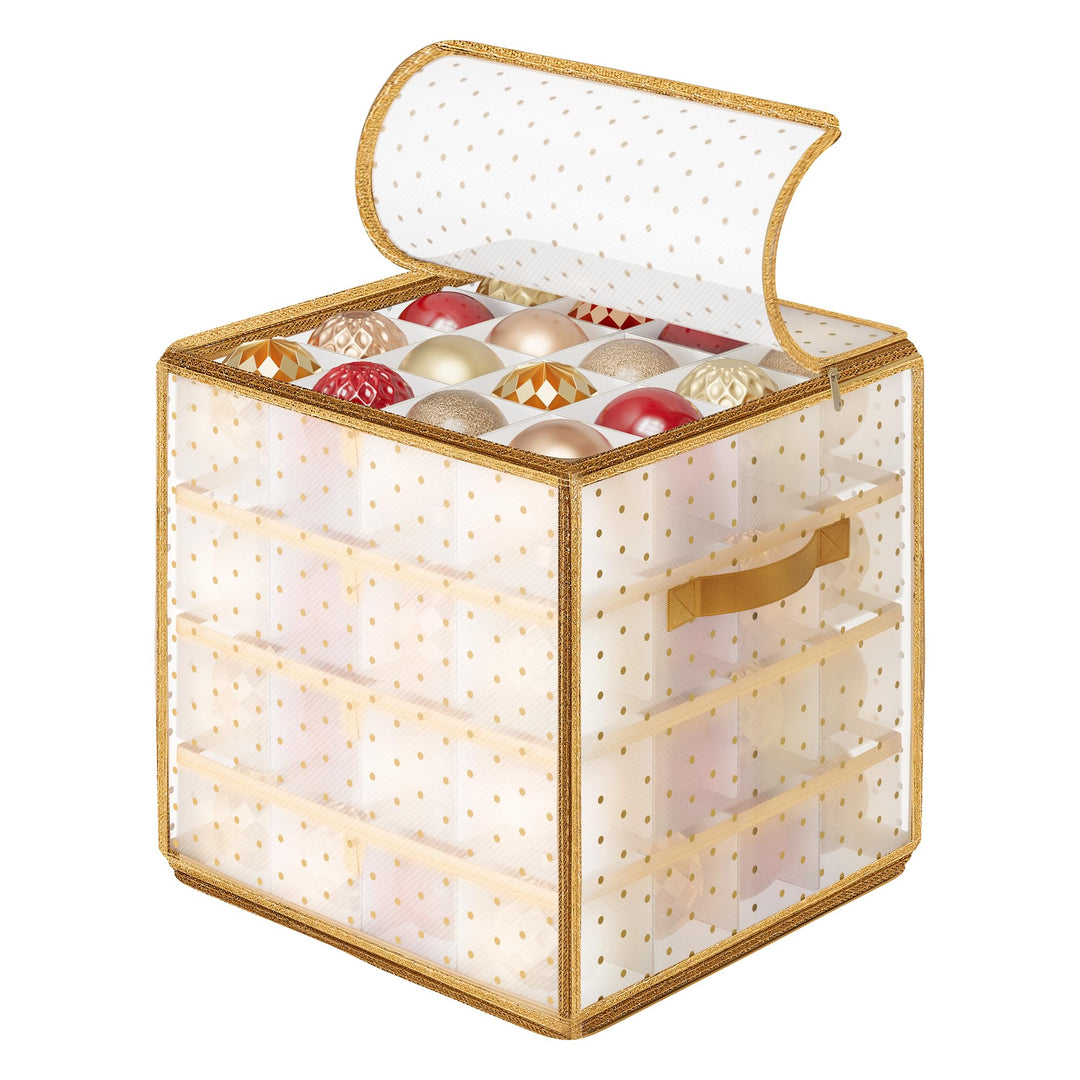 SONGMICS Aufbewahrungsbox für Weihnachtskugeln, Weihnachtskugeln Aufbewahrung, 64 Fächer je 7,6 cm,