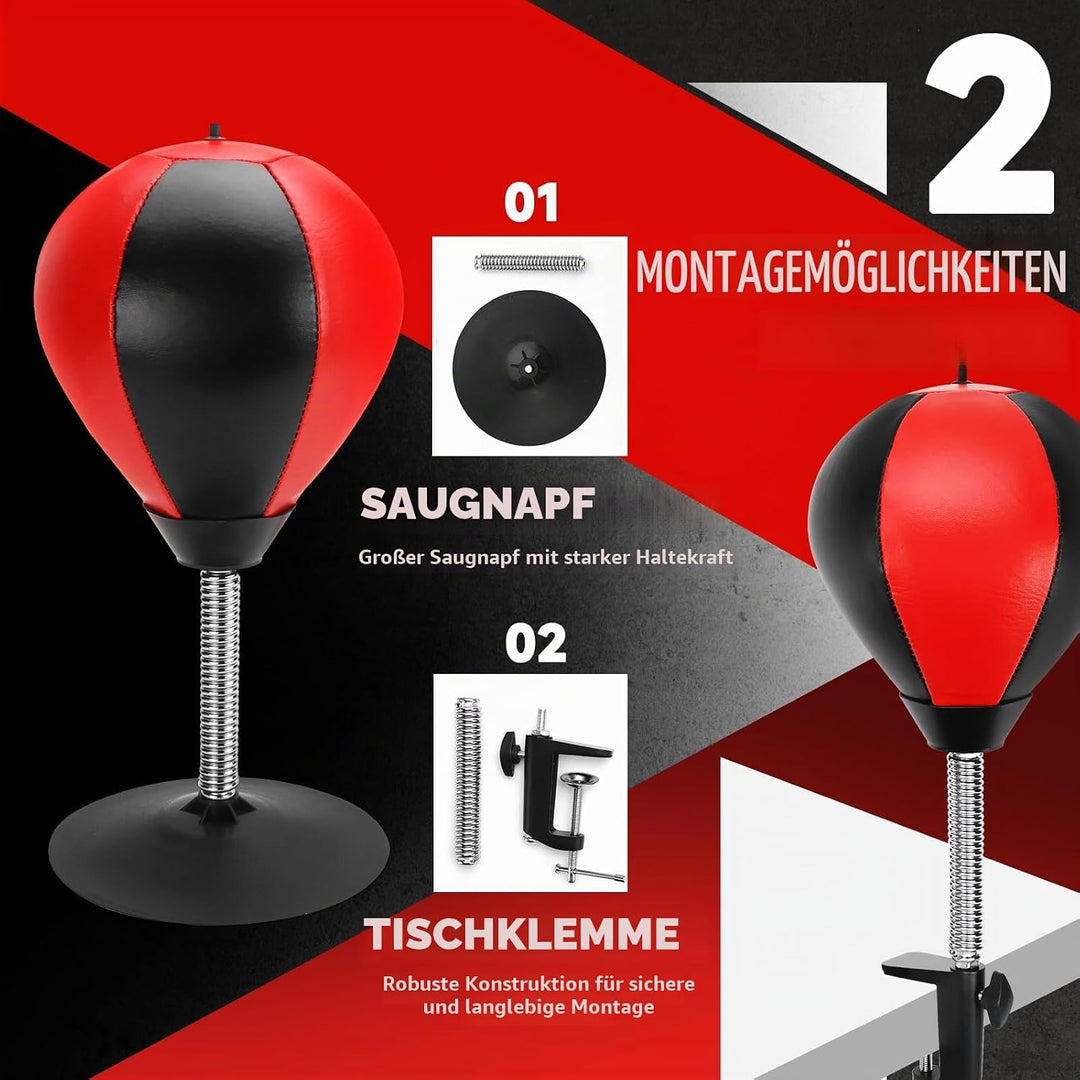 Boxsack Tisch Punchingball Boxen mit Saugnapf und Tischklemme, Anti Stress Boxbirne fürs Büro &amp; Zuha
