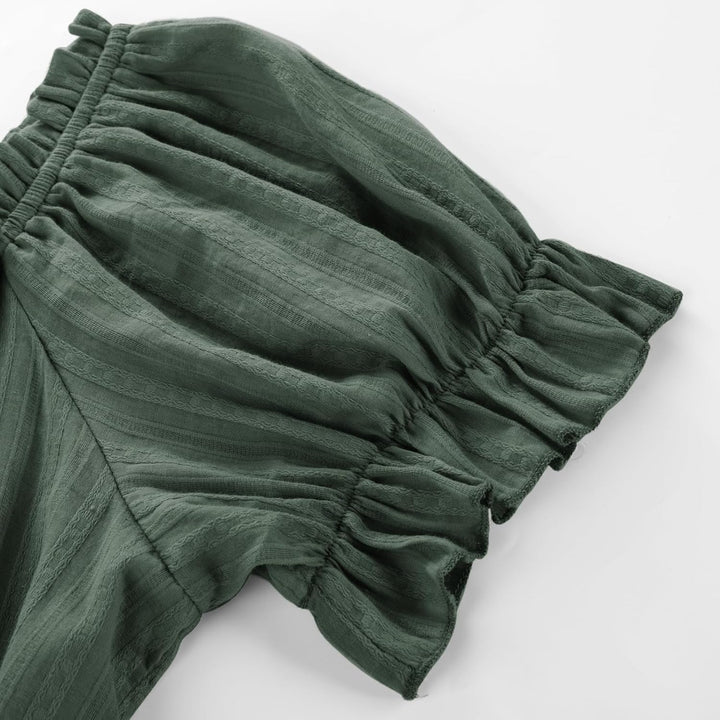 SCARLET DARKNESS Damen Renaissance Kleider Schulterfrei Puffärmel Gesmokte Taille Baumwollkleid L Ol