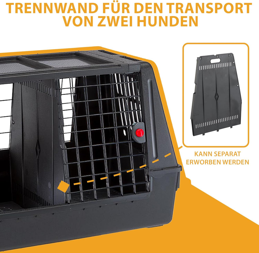 Ferplast Hundebox Auto, Atlas CAR 100 Scenic, extra Belüftung, Ablagefach, Doppelte Schiebeöffnung m
